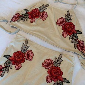 American Threads Rose Suede Halter + Skirt